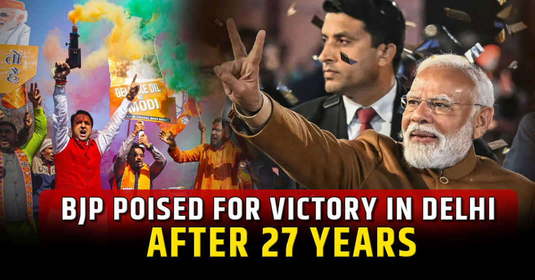 BJP Poised for Victory in Delhi After 27 Years: Leads on 48 Seats, kejriwal, Sisodia lost,