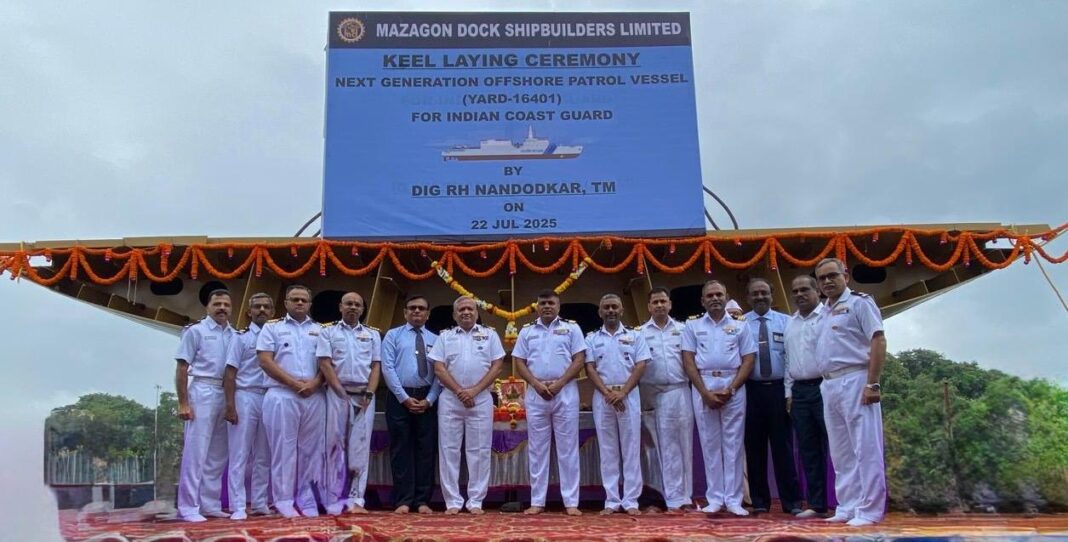 India Lays Keel for First Next-Generation Offshore Patrol Vessel for Coast Guard at MDL Mumbai